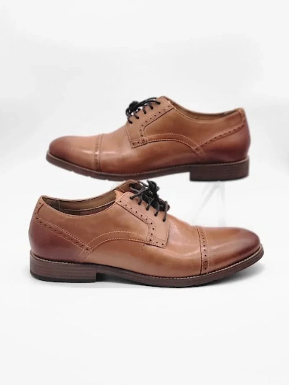 NUNN BUSH Men’s Size 11 M Tan Brown Leather Cap Toe Lace-Up Oxford Shoes EUC